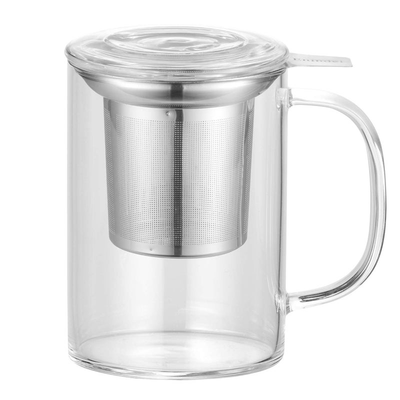 Enindel 3020.05 Glass Tea Mug with Infuser and Lid, Tea Cup, Clear, 20 OZ, GM005 - Image 1